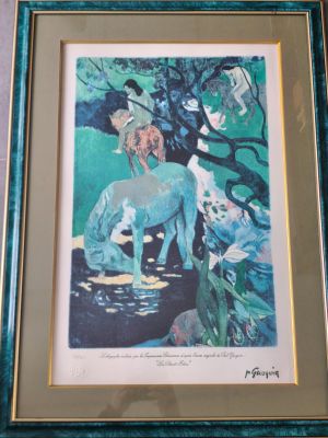 Paul GAUGUIN (d'après) "Le cheval blanc" Lithographe encadré…
