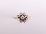 a close up of a diamond ring on a white background