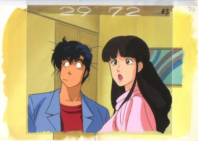 une image représentant deux personnages d'anime debout l'un à côté de l'autre