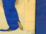 a picture of a woman in a blue dress