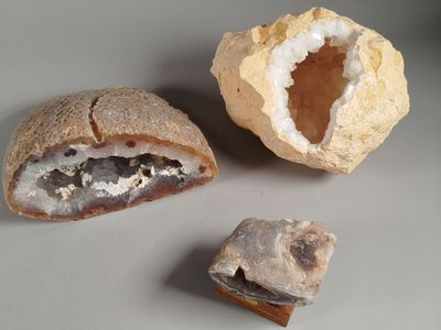 a piece of bread that has been cut in half and is sitting on a table