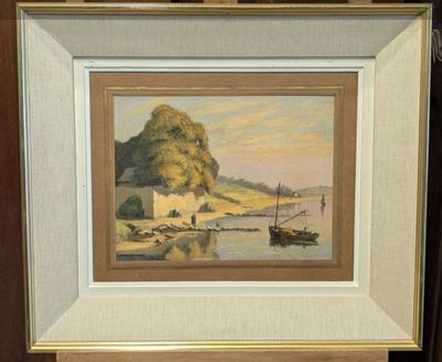 une image d'un tableau représentant un bateau sur l'eau
