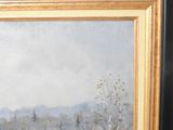 a picture of a painting of a horse in a field