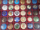 many different types of buttons in a red box