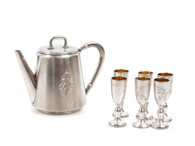 RUSSIE, FIN XIXE Une cafetière et six petits verres - Photo 1