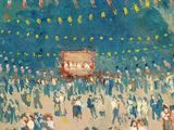 an oil painting of a crowd of people at a carnival