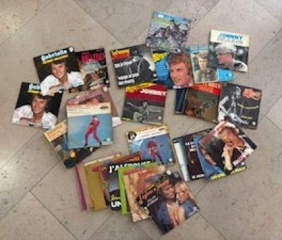 Disques vinyls 45 tours (x56) et 33 tours (x24) Johnny Hally…