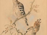 tableau représentant deux oiseaux perchés sur une branche d'arbre