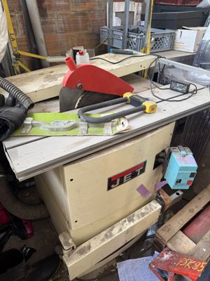 a picture of a table with a saw on it