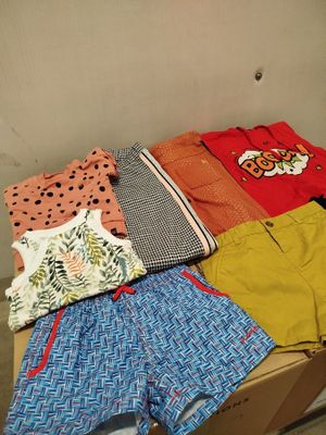 a box full of clothes sitting on top of a table