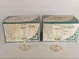 pair of vintage glass goblets with gold rims