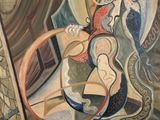 a painting on the wall of a room with paintings on it