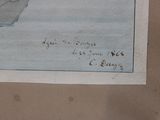 a drawing of a man sitting on a bench in a park