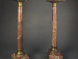 pair of 19th century french marble and brass column stands