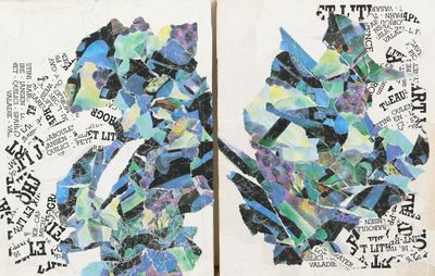 two pieces of art that have been altered to look like a butterfly