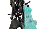 a scooter that has a bag on the back of it