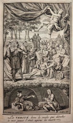 une gravure représentant une scène tirée d'un ouvrage sur la vie de Jésus