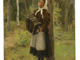 une image représentant un tableau où l'on voit une femme debout dans les bois
