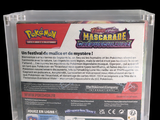 a clear plastic box with a card inside of it