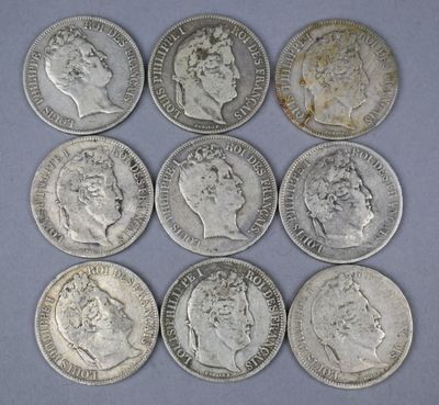 six different british silver coins, one of which has a crown on it