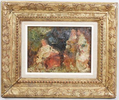 an image of a painting of two women sitting on a couch
