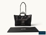 chanel black leather tote bag with chain handles