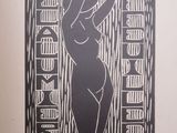 an image of a black and white drawing of a woman