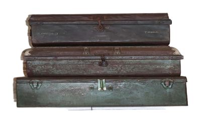 three old suitcases stacked on top of each other