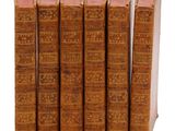 plusieurs vieux livres sont alignés sur une surface blanche