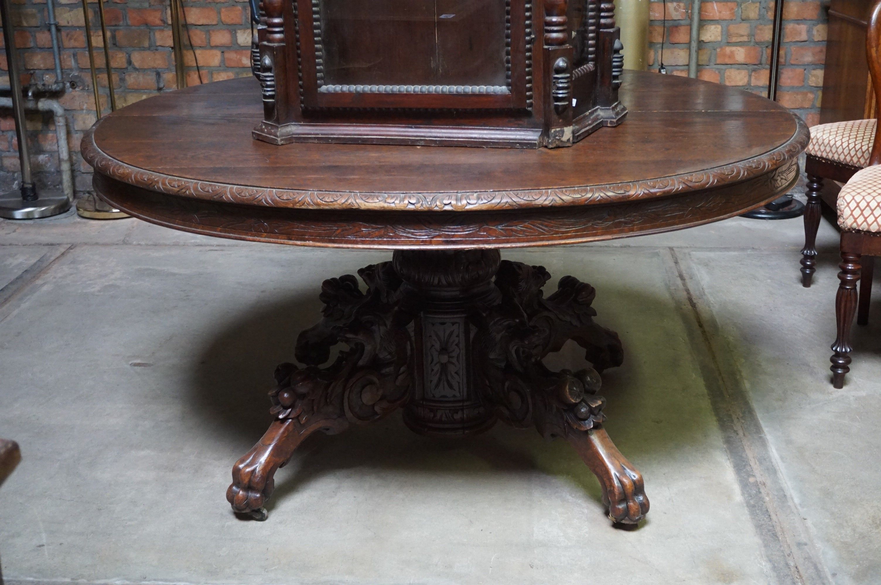Table française du XIXe siècle de style chasse - chêne - pie…