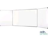 a close up of a white board on a white surface