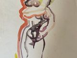 a drawing of a woman holding a baby in her arms
