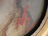 a painting of a woman with long hair in a gold frame