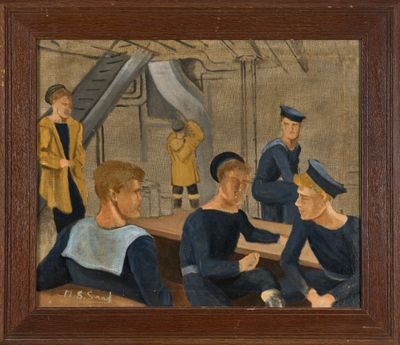 une image représentant un tableau où l'on voit un groupe d'hommes assis à une table
