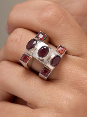 bague en argent sterling sertie de grenats et de grenats rouges