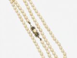 gros plan d'un collier de perles sur fond blanc