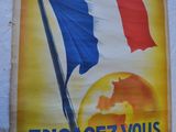 poster of a french flag and a french flag on a white wall