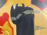 une peinture sur le mur d'un immeuble représentant un chat noir