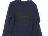 navy blue sweatshirt with black mickey mouse face on the front