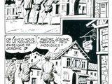 une bande dessinée en noir et blanc représentant un homme et une femme devant un immeuble