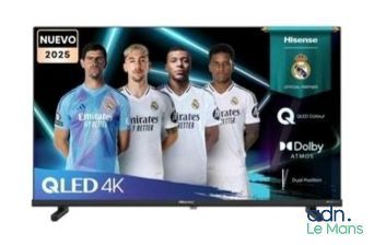 a tv screen with a group of soccer players on it