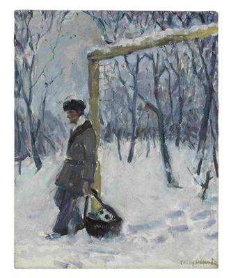 VIKTOR VANDALOVSKY (B. 1933) Street football in winter
