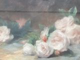 a painting of a bunch of white flowers on a table