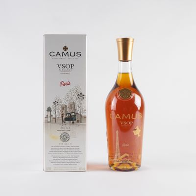 a bottle of camus vsop with a box on a white background