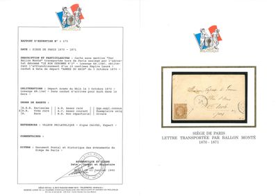 Ballon Monté LE NON DENOMEE N°2. 10c. Lauré obl. losange AR.13eC s/car