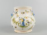 an image of a vase with a blue and yellow design