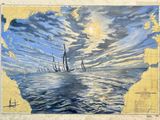 an image of a painting of sailboats in the ocean