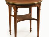an image of a round table with a wooden top and legs