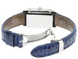 an image of a wrist watch with a blue alligator skin strap