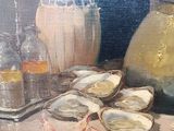 a painting of oysters and a pitcher on a table